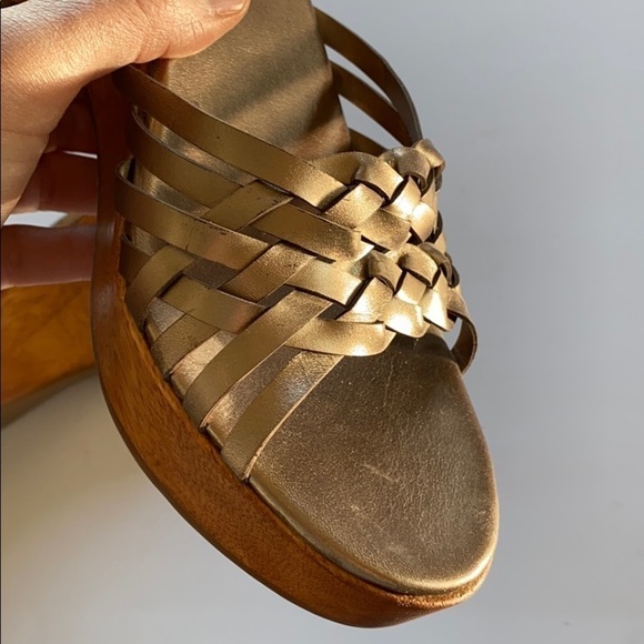 Banana Republic sandals wedge wood Woven top Sz 10 - Picture 4 of 6